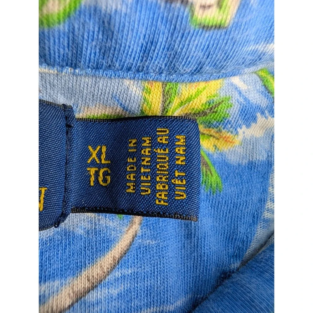 Ralph Lauren Polo Shirt Men's XL Blue Orange Hula Girl Hawaiian Island‎ Tropic
